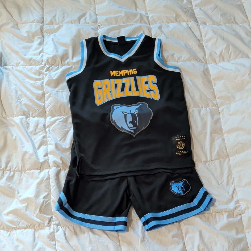 Memphis Grizzlies Kids Black & Blue Basketball Matching Set